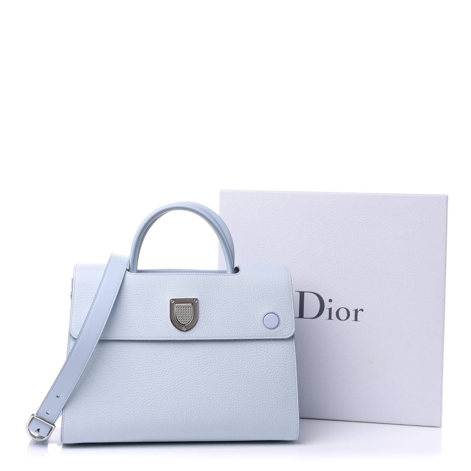 Christian Dior Grained Calfskin Medium Diorever Flap Light Blue 12 of 12