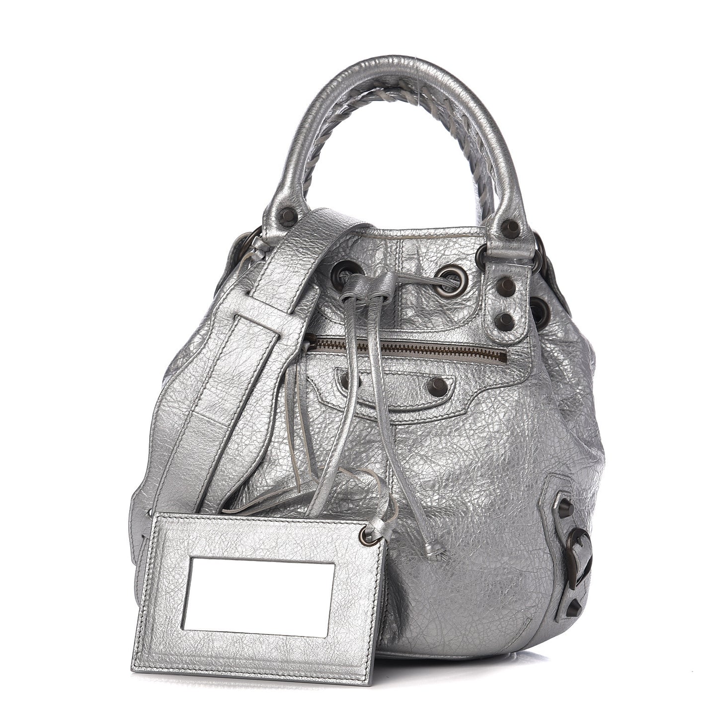 Metallic Agneau Classic Hardware Mini Pompon Gris Aluminum