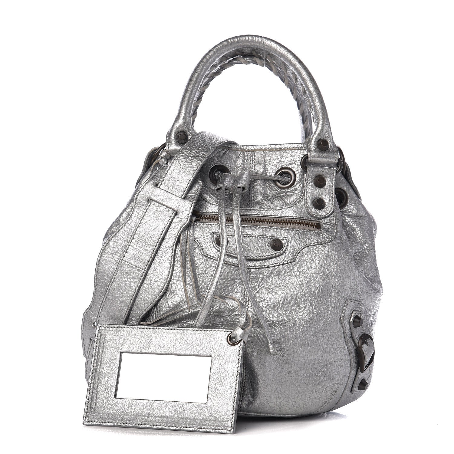 Balenciaga Metallic Agneau Classic Hardware Mini Pompon Gris Aluminum 1 of 9