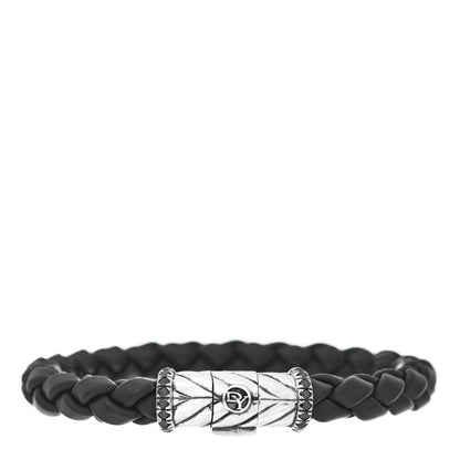 David Yurman Sterling Silver Leather Black Diamond Chevron Bracelet 1 of 3