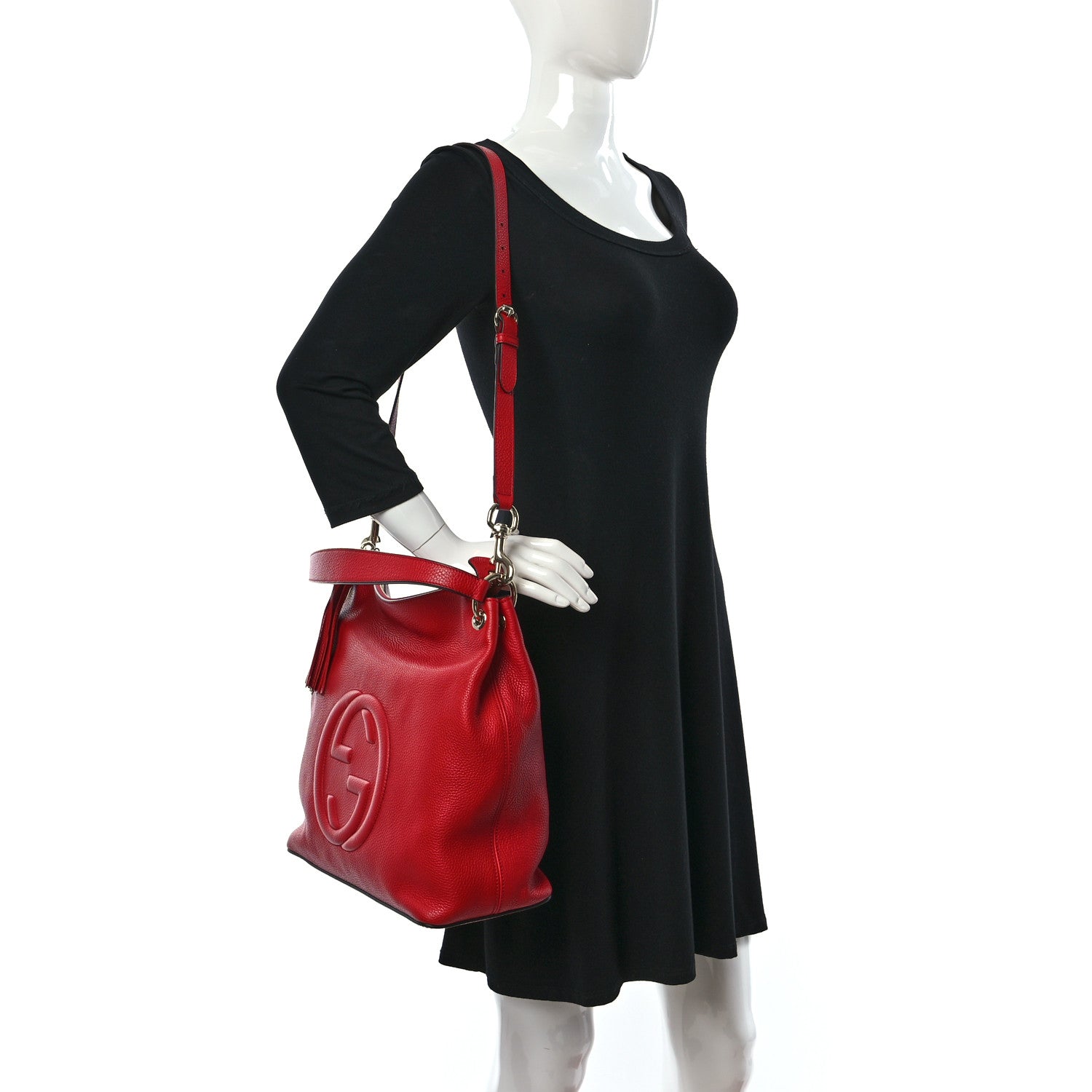 Gucci Pebbled Calfskin Large Soho Hobo Tabasco Red 3 of 9