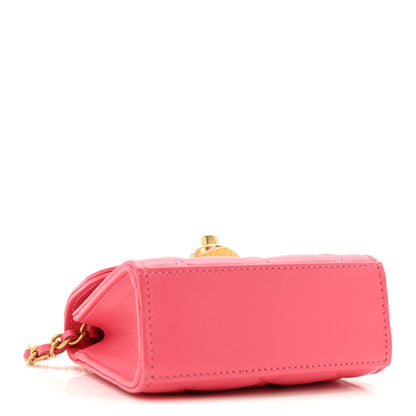 Chanel Lambskin Plexiglass Quilted Coco Love Clutch With Chain Pink 4 of 16