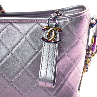 Chanel Iridescent Lambskin Calfskin Quilted Medium Gabrielle Hobo Light Purple 10 of 11