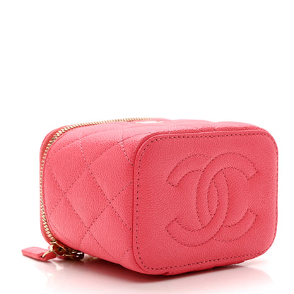 Chanel Caviar Quilted Mini Vanity Case With Chain Dark Pink 3 of 6