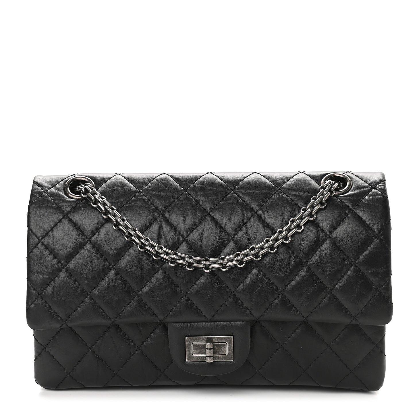 Aged Calfskin Quilted 2.55 Reissue 225 Flap Black