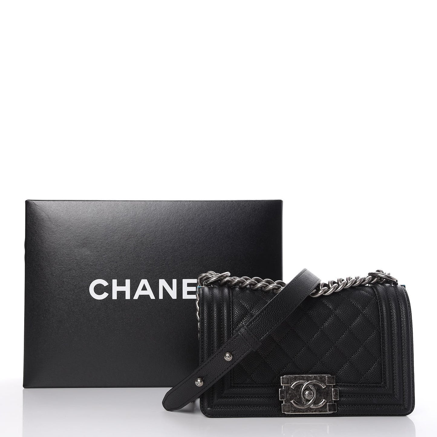 Caviar Quilted Small Boy Flap Black