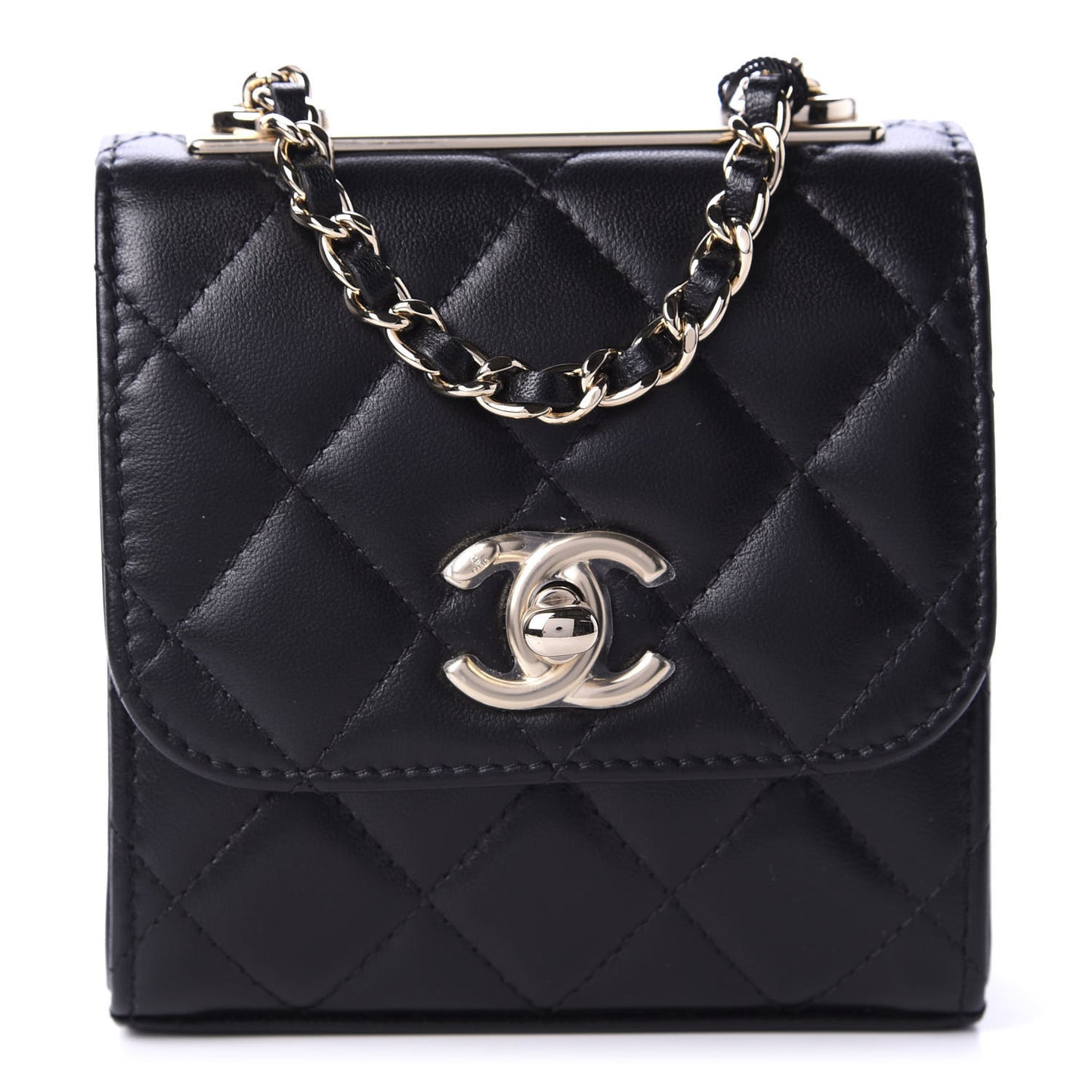 Lambskin Quilted Mini Trendy CC Chain Wallet Black