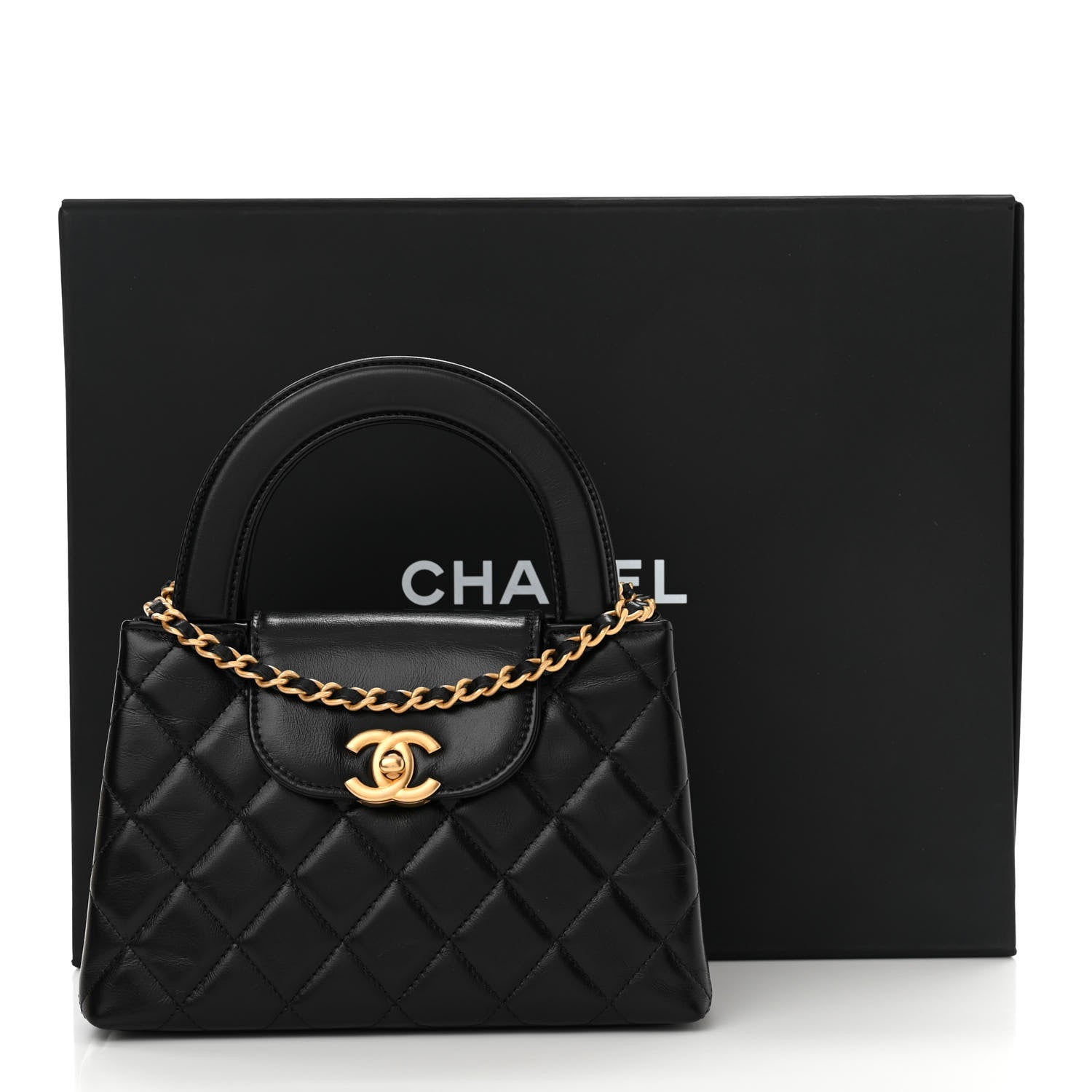 Chanel Shiny Aged Calfskin Quilted Nano Kelly Shopper Black 11 of 11
