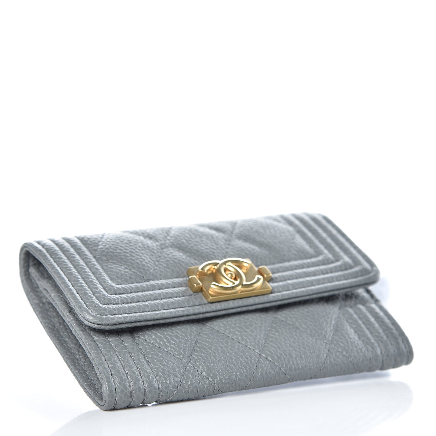 Chanel Caviar Quilted Boy Flap Card Holder Flap Grey 4 of 8