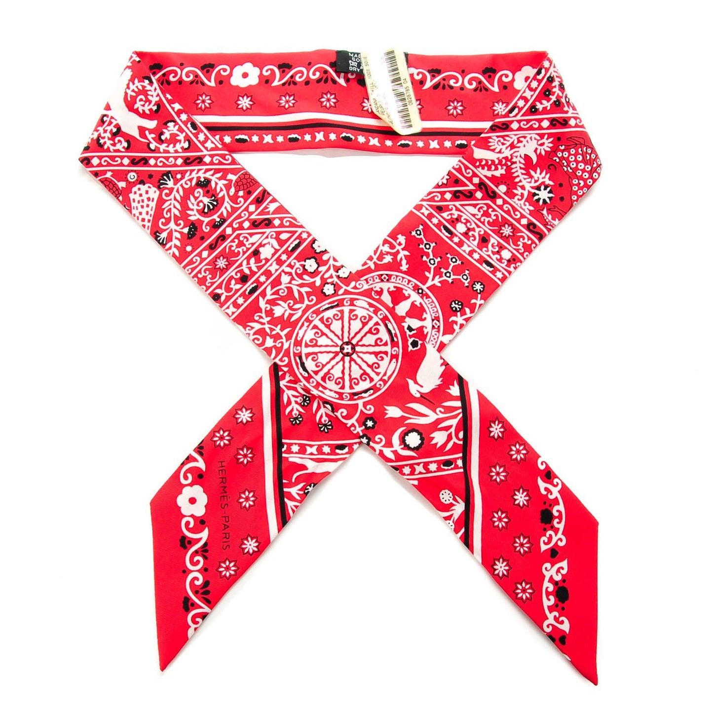 Silk Peuple Du Vent Bandana Twilly Rouge Noir Blanc