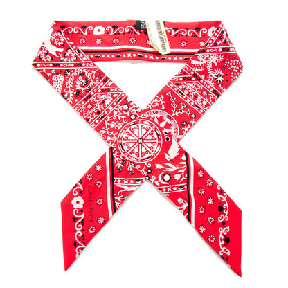 Hermes Silk Peuple Du Vent Bandana Twilly Rouge Noir Blanc 1 of 6