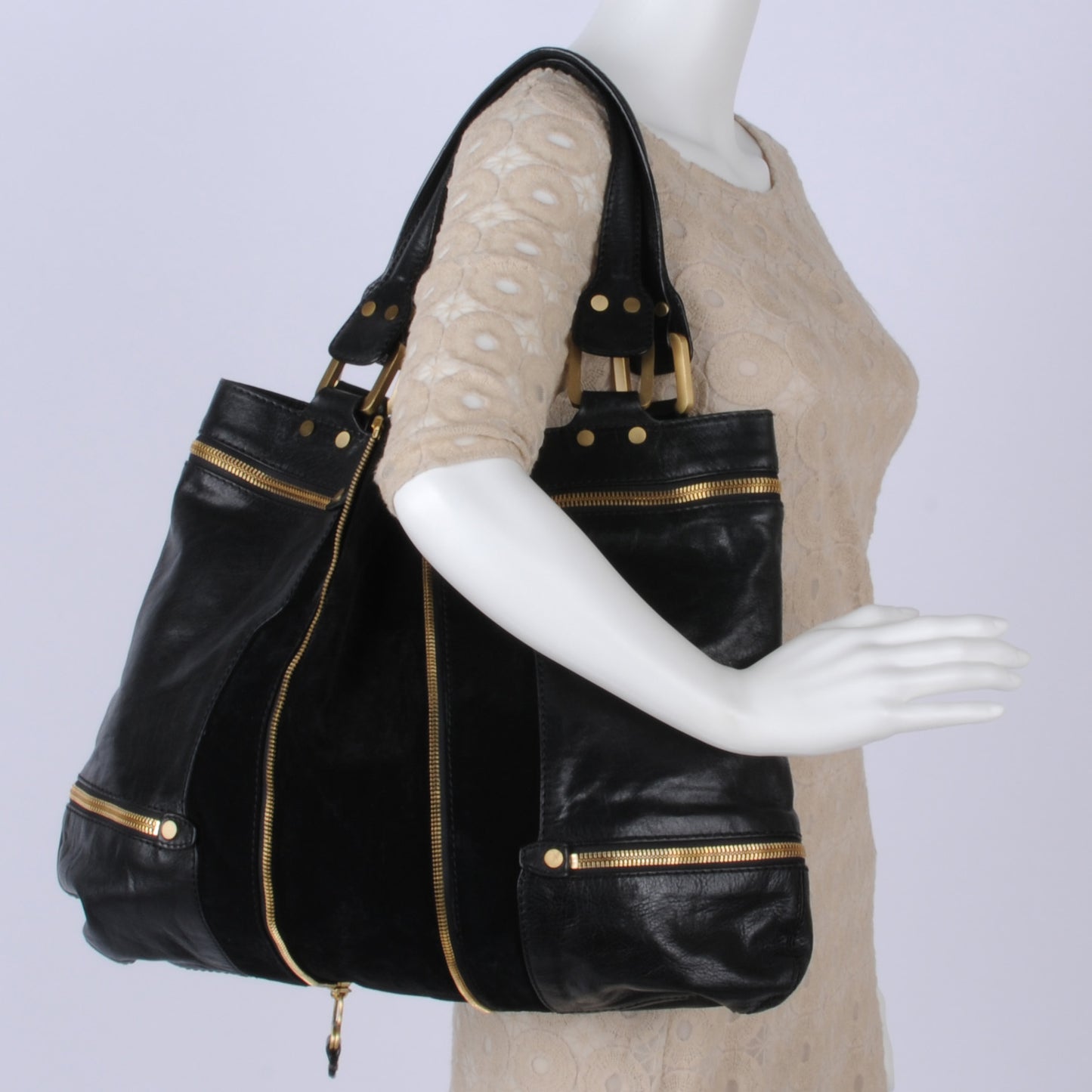Calfskin Suede Monna L Black