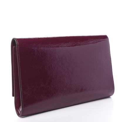 Saint Laurent Textured Patent Monogram Large Belle De Jour Clutch Burgundy 3 of 8