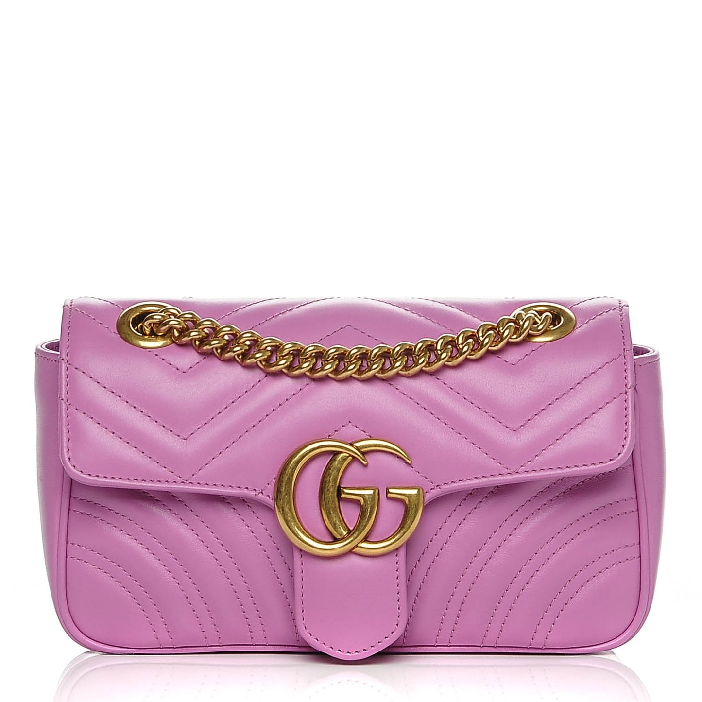 Calfskin Matelasse Mini GG Marmont Shoulder Bag Candy Mousse