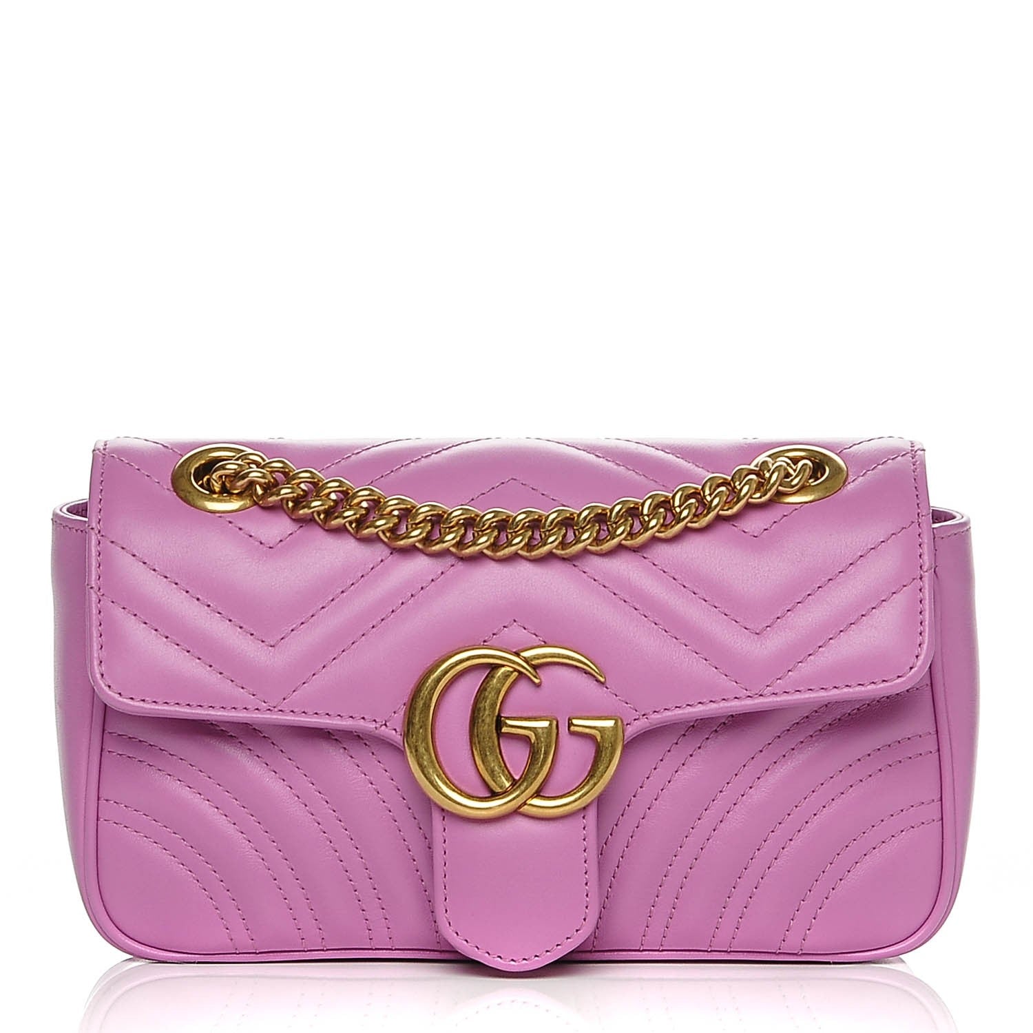 Gucci Calfskin Matelasse Mini GG Marmont Shoulder Bag Candy Mousse 1 of 12