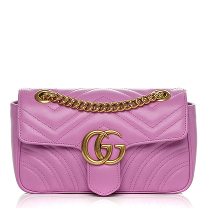 Gucci Calfskin Matelasse Mini GG Marmont Shoulder Bag Candy Mousse 1 of 12
