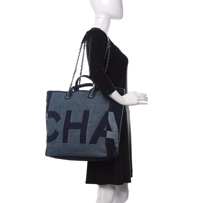 Chanel Canvas Large Shopping Tote Dark Blue 2 of 11