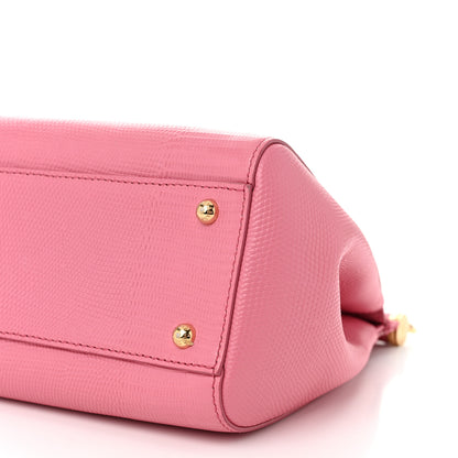 Dolce & Gabbana Iguana Calfskin Embossed Medium Miss Sicily Satchel Pink 11 of 11