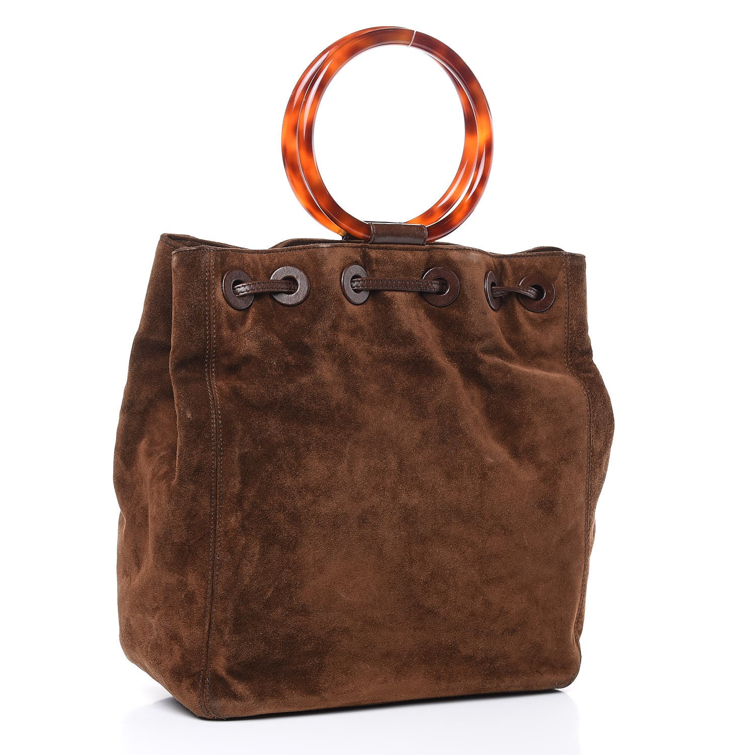 Chanel Suede Tortoise CC Drawstring Tote Brown 3 of 15
