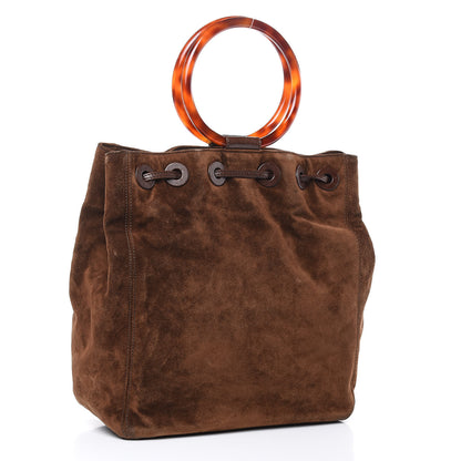 Chanel Suede Tortoise CC Drawstring Tote Brown 3 of 15