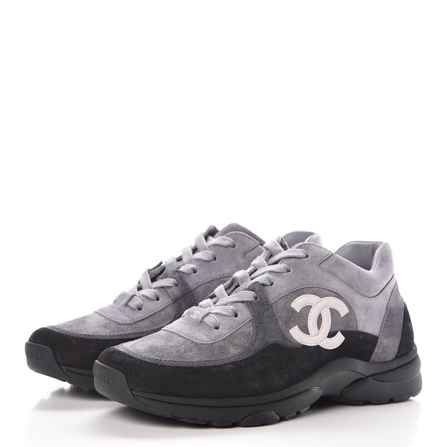 Chanel Suede Calfskin CC Sneakers 39 Grey 3 of 9