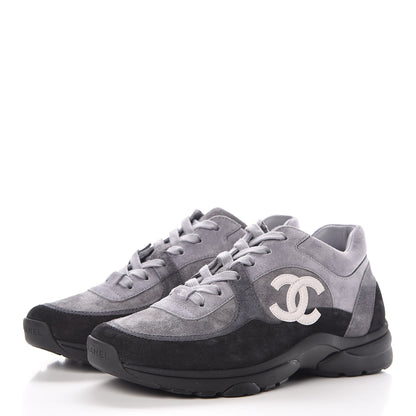 Chanel Suede Calfskin CC Sneakers 39 Grey 3 of 9