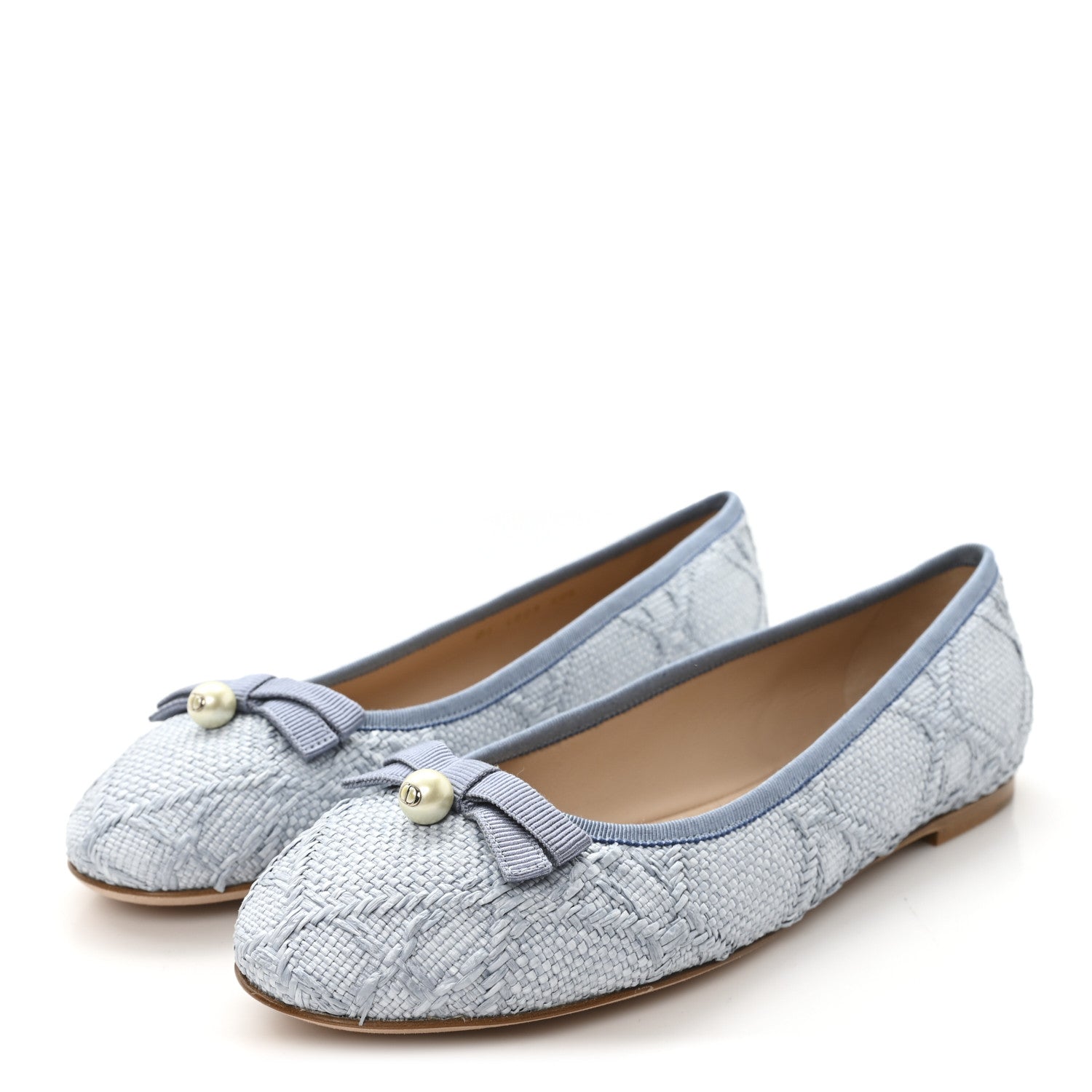 Christian Dior Raffia Cannage Ballet Flat 39.5 Bleu Pastel 4 of 9