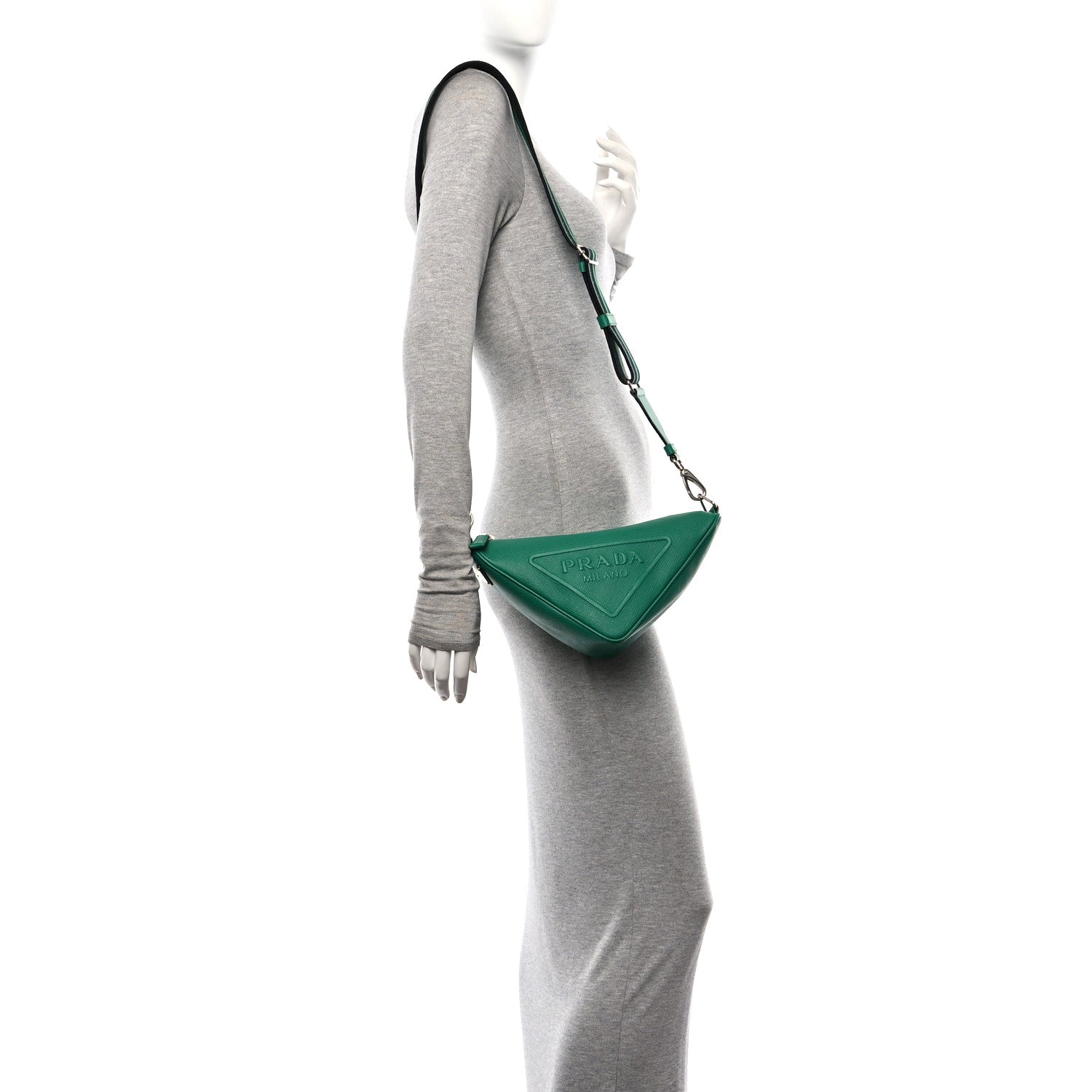Prada Saffiano Lux Triangle Shoulder Bag Mango 2 of 9