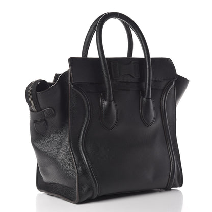 Celine Drummed Calfskin Mini Luggage Black 3 of 14