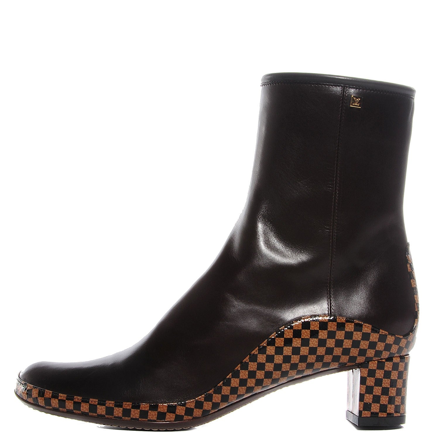 Louis Vuitton Calfskin Damier Ebene Ankle Boots 36.5 1 of 7