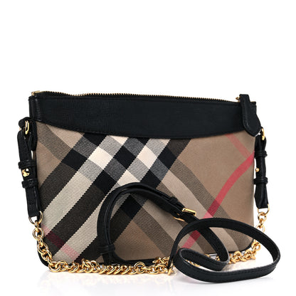 Burberry House Check Sequin Peyton Crossbody Clutch Bag Gold Black 3 of 10