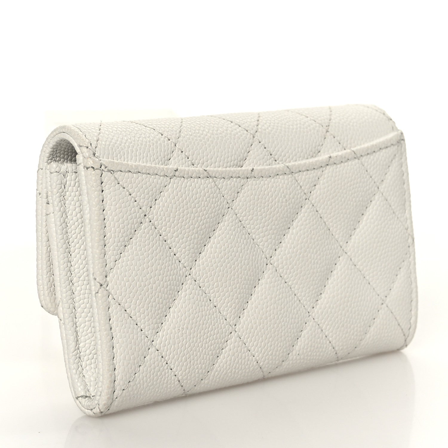 Chanel Caviar Quilted Enamel Coco Casino Flap Card Holder Wallet White 3 of 8