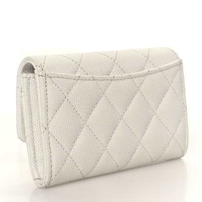 Chanel Caviar Quilted Enamel Coco Casino Flap Card Holder Wallet White 3 of 8