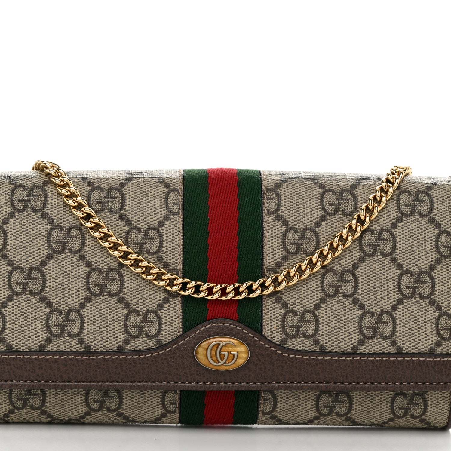 Gucci GG Supreme Monogram Web Ophidia Wallet On Chain Brown 8 of 11