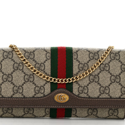Gucci GG Supreme Monogram Web Ophidia Wallet On Chain Brown 8 of 11