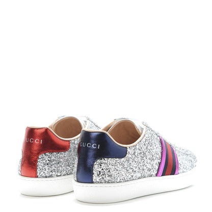 Gucci Glitter Web Womens Ace Sneakers 38.5 Silver 4 of 12