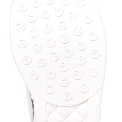 Chanel Lycra Womens CC Sneakers 36.5 White Black 7 of 8