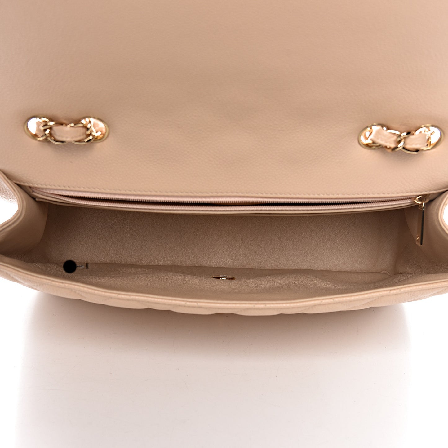 Caviar Quilted Jumbo Single Flap Beige Clair