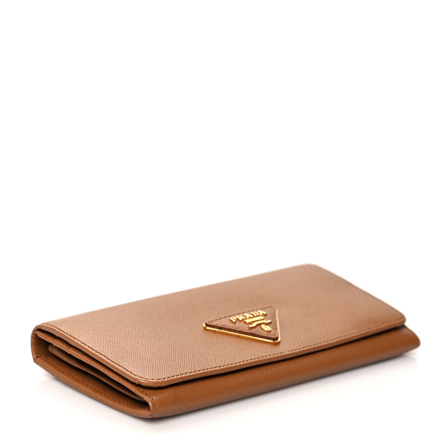 Prada Saffiano Continental Flap Wallet Caramel 4 of 10