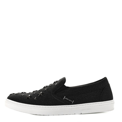 Jimmy Choo Fine Glitter Suede Mens Grove Sneakers 43 Black 1 of 8