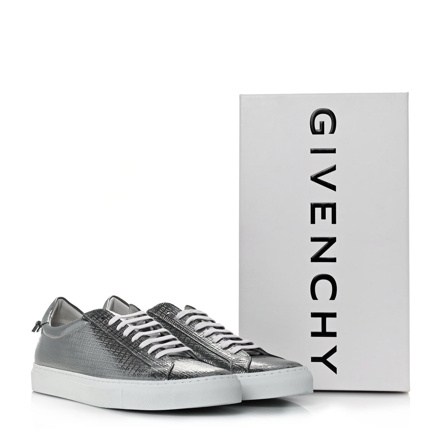 Calfskin Metallic Monogram Urban Street Sneakers 45 Silver