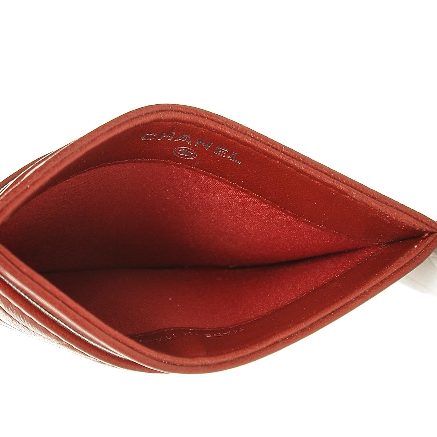 Lambskin Camellia Embossed Card Holder Red