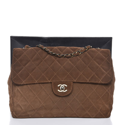 Chanel Suede Quilted Jumbo Single Flap Brown 9 of 9