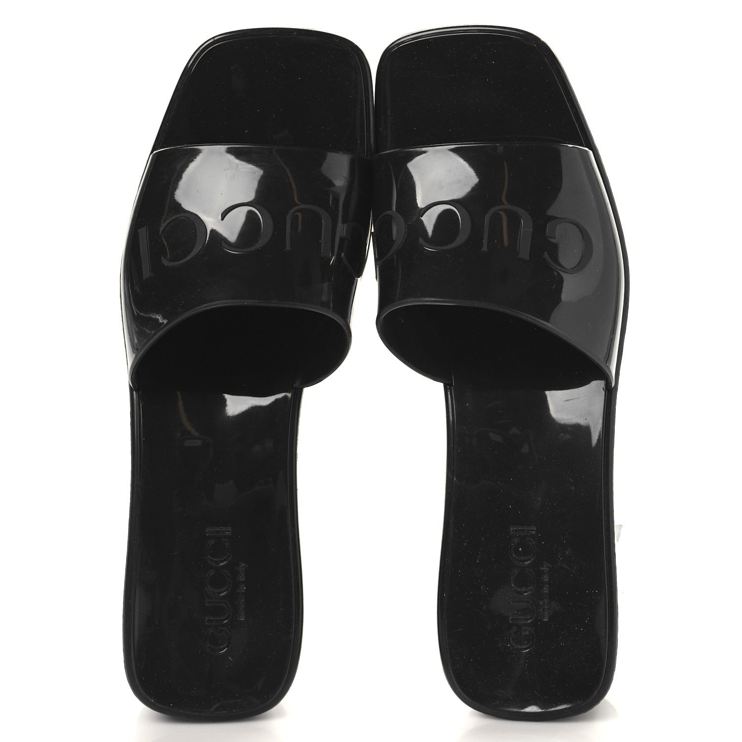Gucci Rubber Gucci Logo Womens Platform 20/60mm Slide Sandals 37 Black 2 of 9