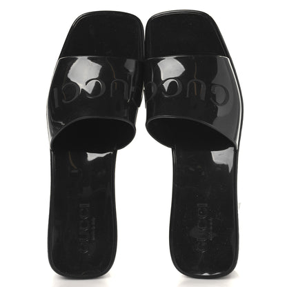 Gucci Rubber Gucci Logo Womens Platform 20/60mm Slide Sandals 37 Black 2 of 9