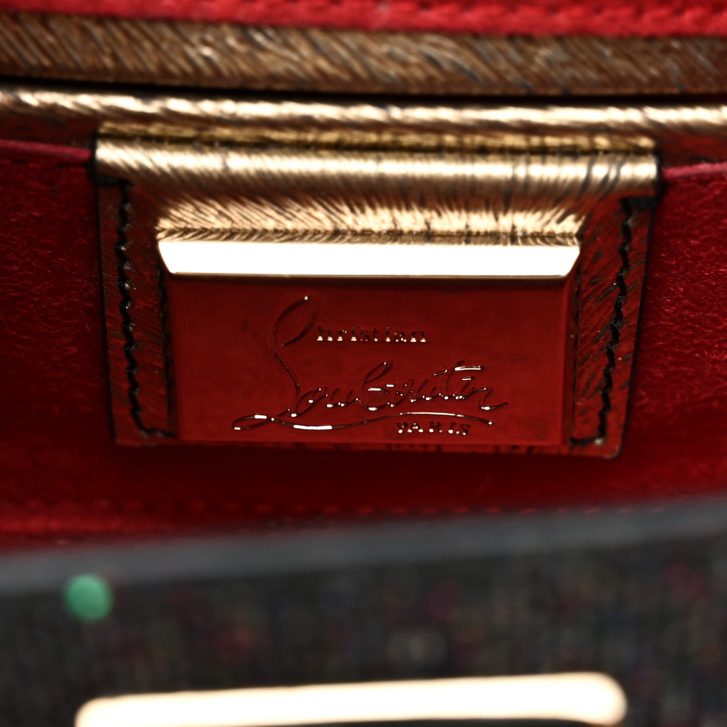 Christian Louboutin Glitter Calfskin Spikes Sweety Charity NV Crossbody Gold 6 of 10