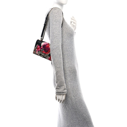 Alexander McQueen Calfskin Beaded Embroidered Solarised Orchid Mini Jeweled Knuckle Satchel Black Multicolor 2 of 11