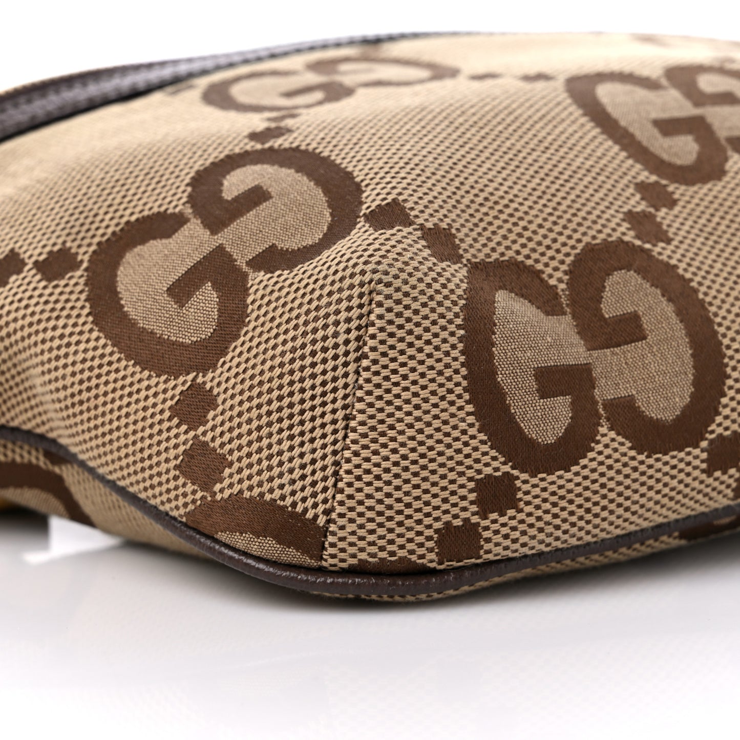 Monogram Jumbo GG Textured Dollar Calfskin Web Belt Bag Camel Ebony New Acero