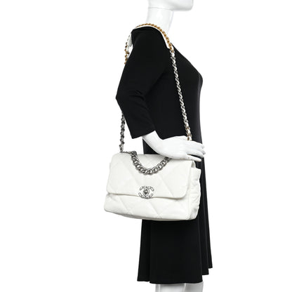 Chanel Lambskin Quilted Large Chanel 19 Flap White 2 of 10