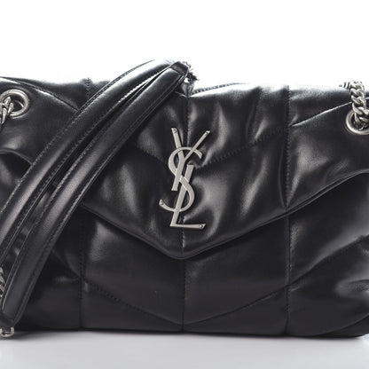 Saint Laurent Lambskin Quilted Small Loulou Puffer Monogram Chain Satchel Black 7 of 9